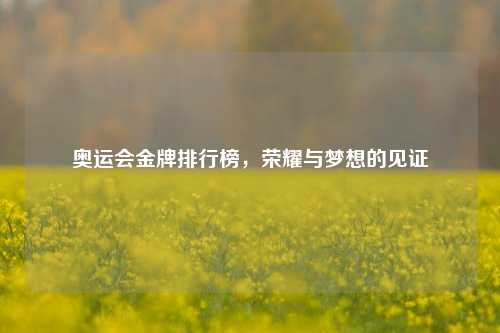 奥运会金牌排行榜，荣耀与梦想的见证